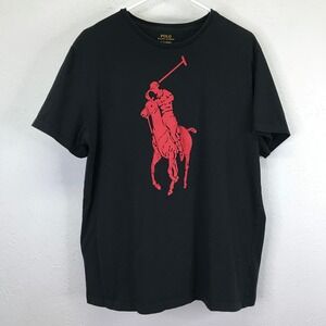 Polo Ralph Lauren T-Shirt Mens Large Black Graphic Big Pony Short Sleeve Tee